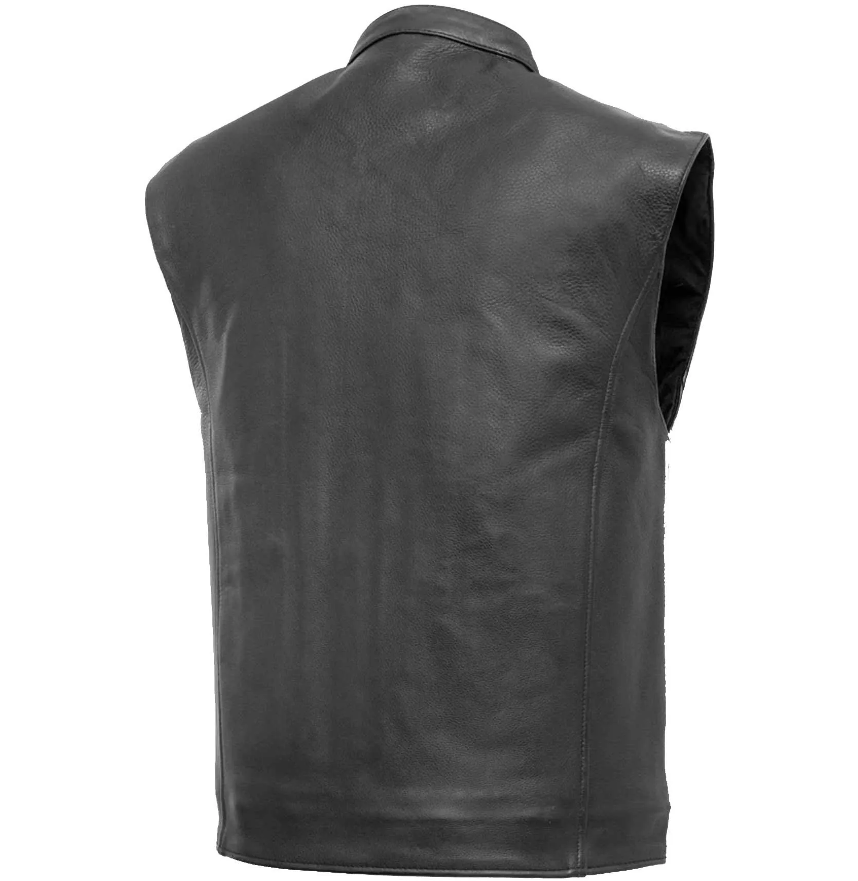 First Mfg Mens Club House Zip Front Leather Motorcycle Vest