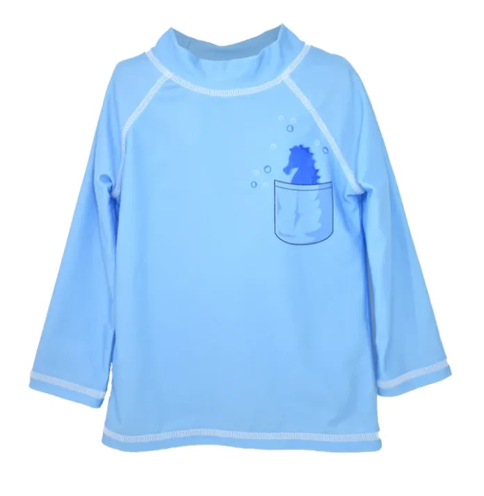 Flap Happy Blue Seahorse Rash Guard