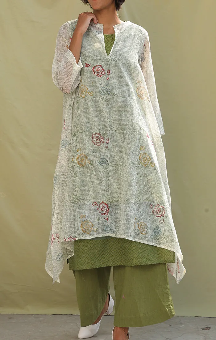 Floral Handblock printed Tunic with Slip