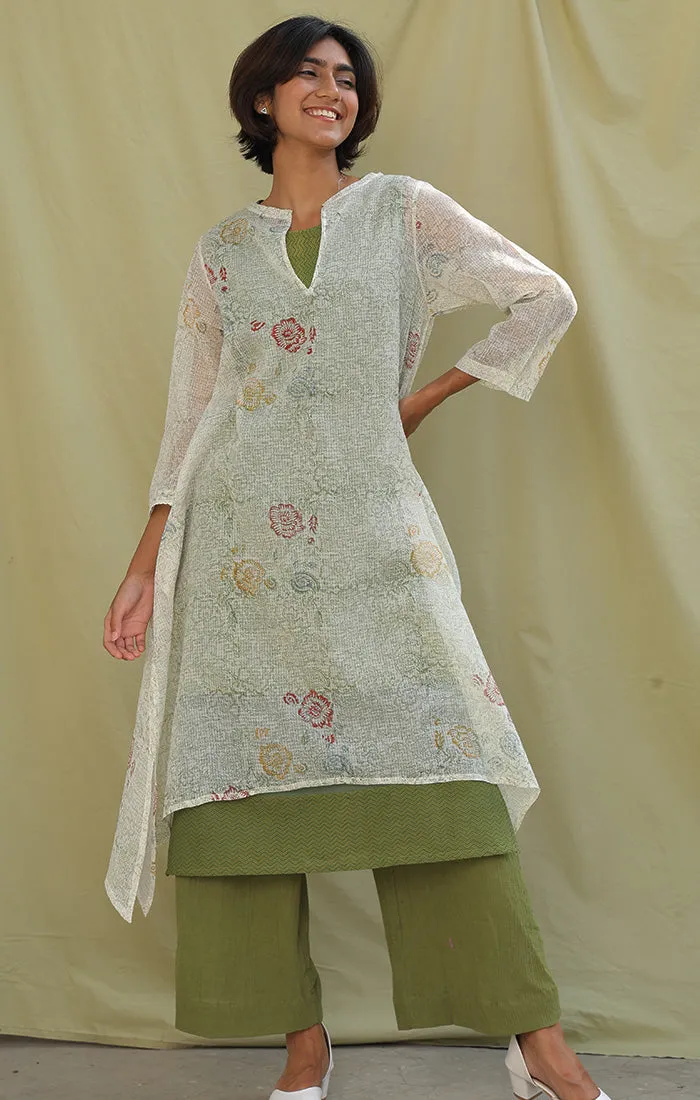 Floral Handblock printed Tunic with Slip