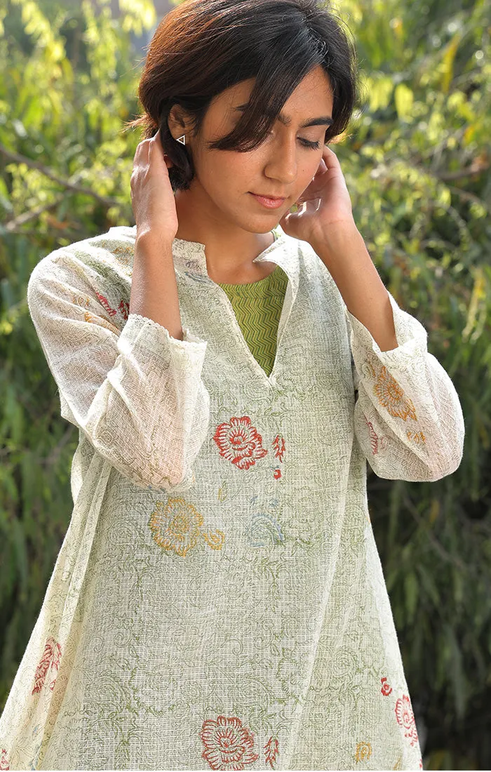 Floral Handblock printed Tunic with Slip