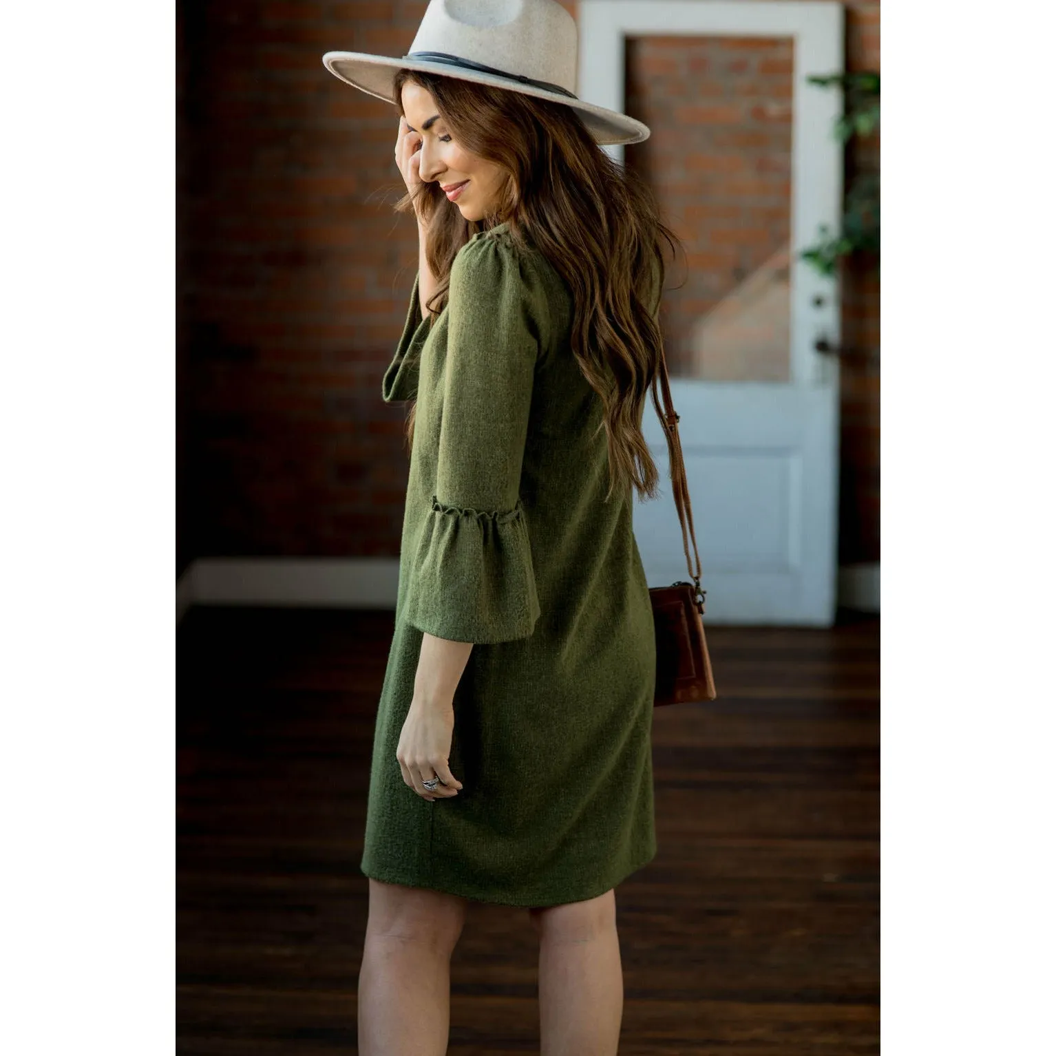 Flutter Sleeve Sweater Dress