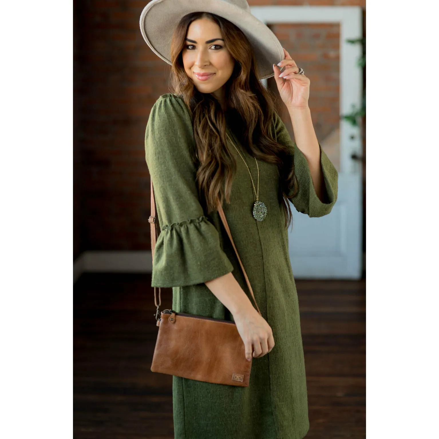 Flutter Sleeve Sweater Dress