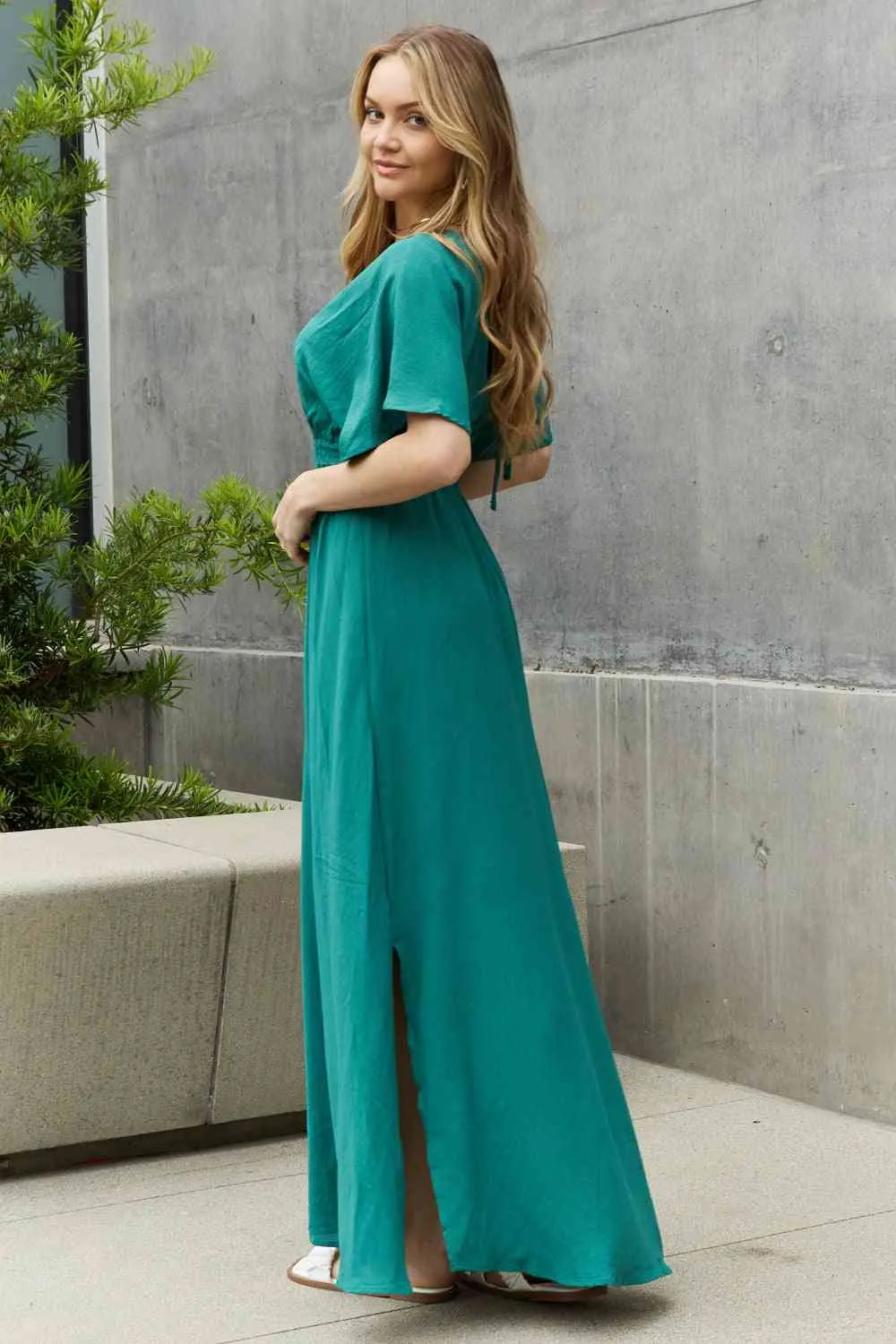 Full Size Woven Wrap Maxi Dress