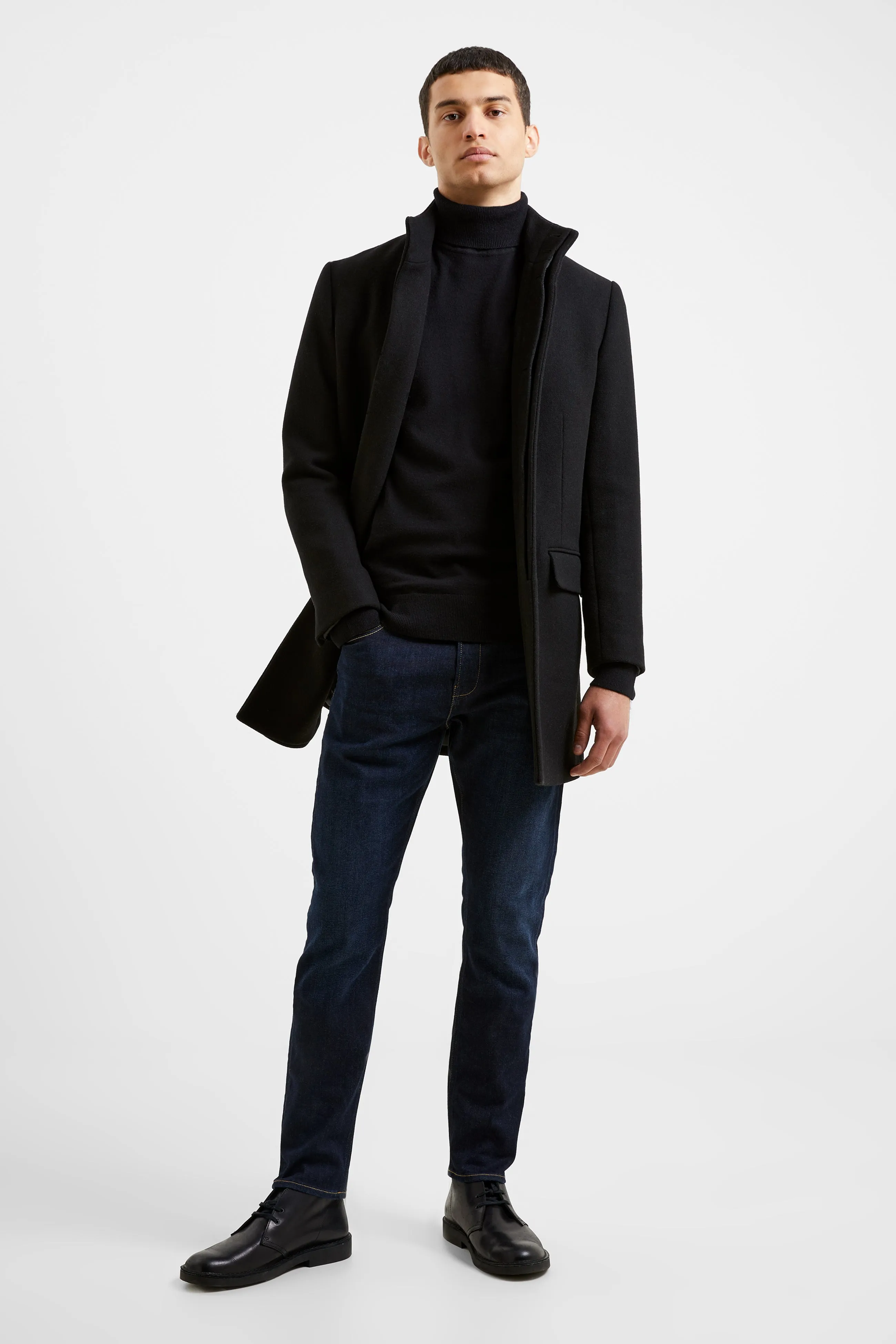 Funnel Neck Mid Length Coat