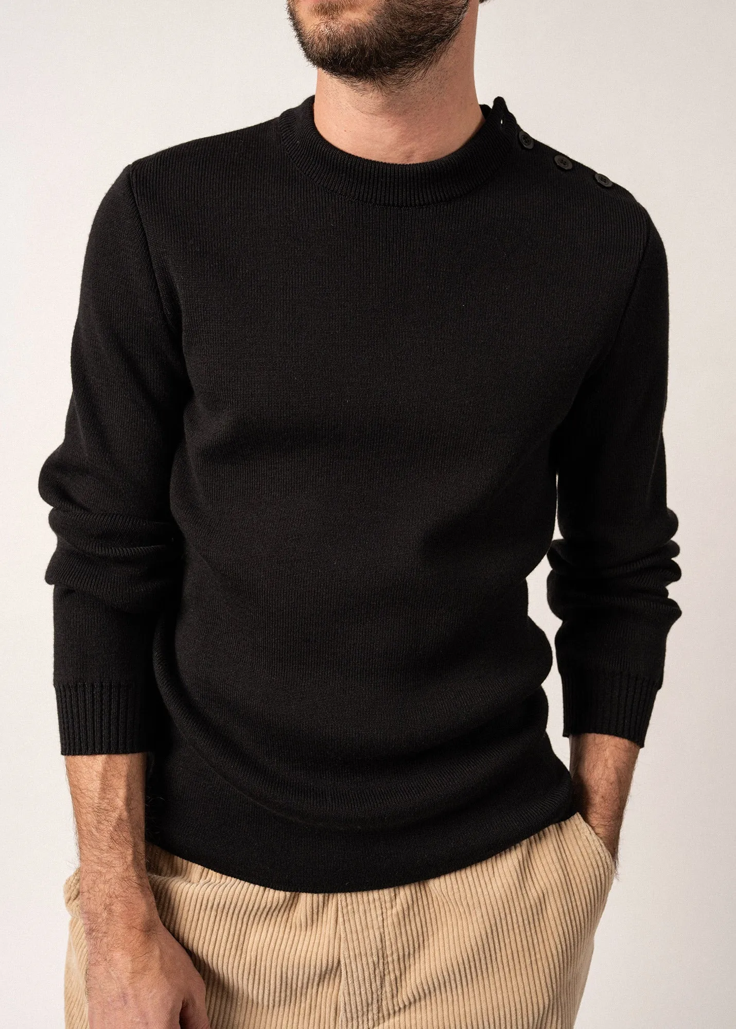 Galiote sailor jumper - regular fit, in blended wool (NOIR)