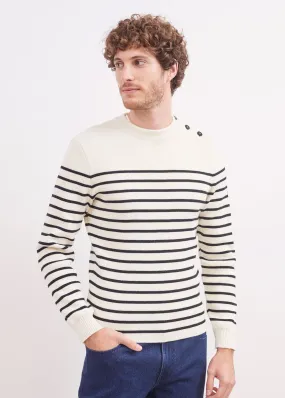 Galiote striped sailor jumper - regular fit, in blended wool (ECUME/NAVY)