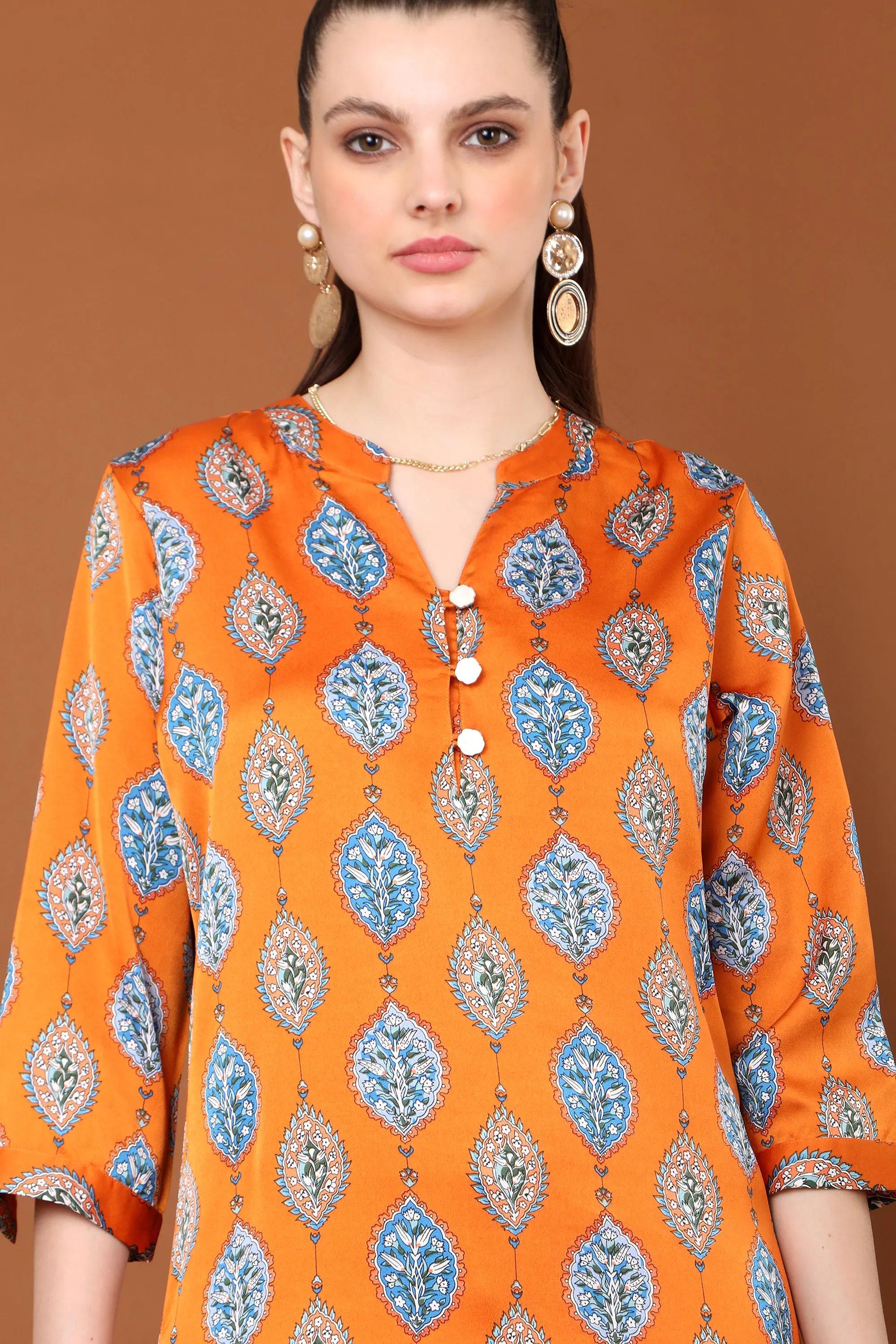 Gia Printed V Neck  Kurta