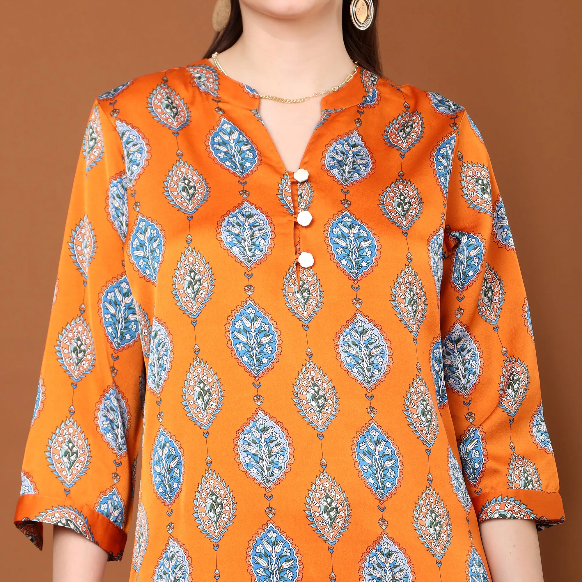 Gia Printed V Neck  Kurta