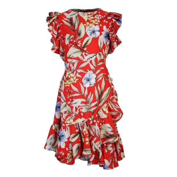 GIRLS MULTICOLOR FLORAL WRAP DRESS