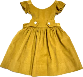 Girl's Mustard Corduroy Jumper with Shell Buttons