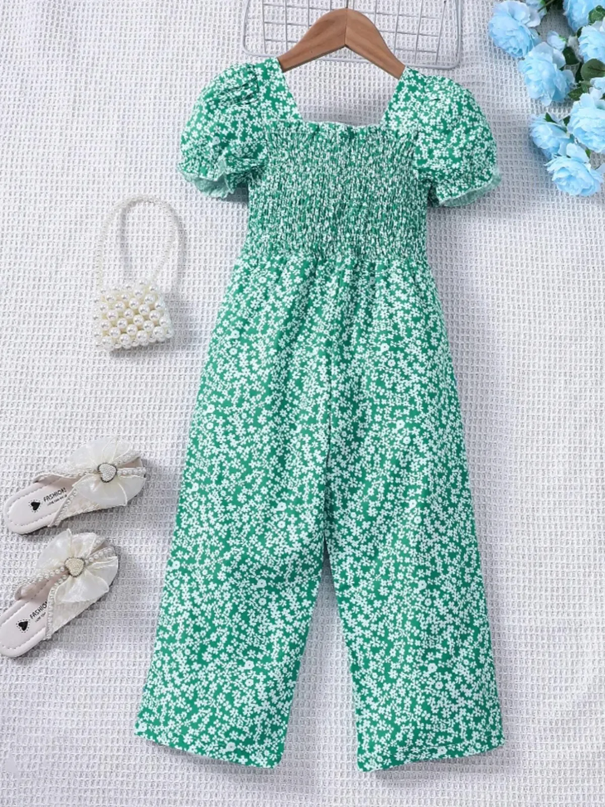 Girls Sweetheart Jumpsuit with Whimsical Heart Motif