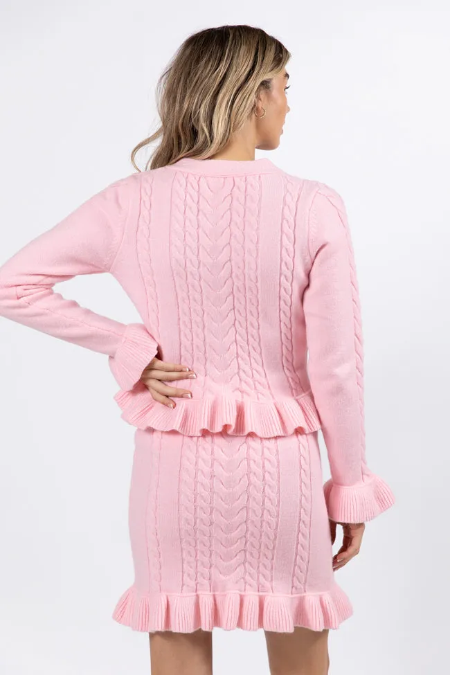 Glistening In The Snow Pink Cable Knit Cardigan Set FINAL SALE