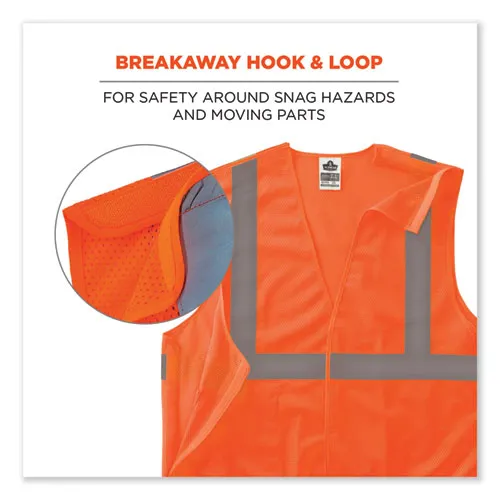 Glowear 8215ba-s Single Size Class 2 Economy Breakaway Mesh Vest, Polyester, 2x-large, Orange, Ships In 1-3 Business Days