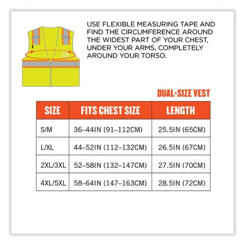 Glowear 8246z Class 2 Two-tone Mesh Reflective Binding Zipper Vest, Polyester, 4x-large/5xl, Lime, Ships In 1-3 Business Days