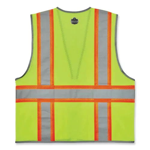 Glowear 8246z Class 2 Two-tone Mesh Reflective Binding Zipper Vest, Polyester, 4x-large/5xl, Lime, Ships In 1-3 Business Days