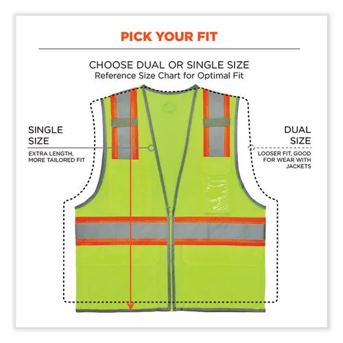 Glowear 8246z Class 2 Two-tone Mesh Reflective Binding Zipper Vest, Polyester, 4x-large/5xl, Lime, Ships In 1-3 Business Days