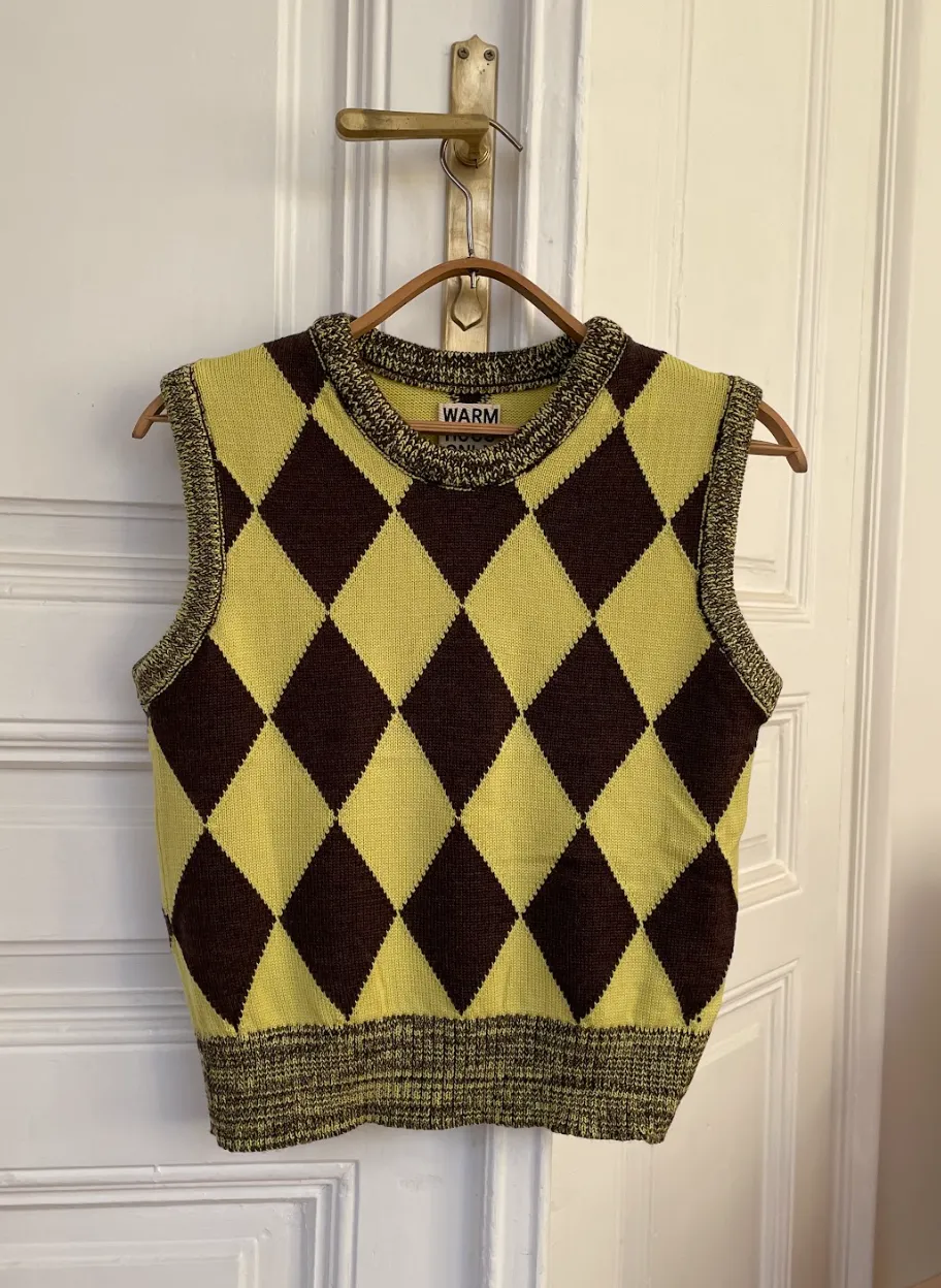 Green and Brown Chessboard Vest