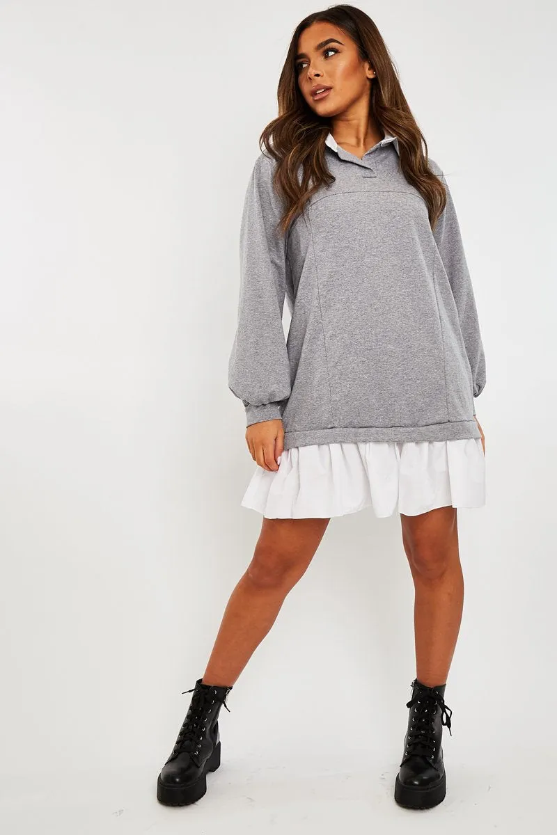 Grey Oversized Jumper Shirt Dress - Islah