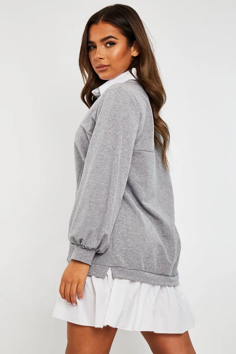 Grey Oversized Jumper Shirt Dress - Islah