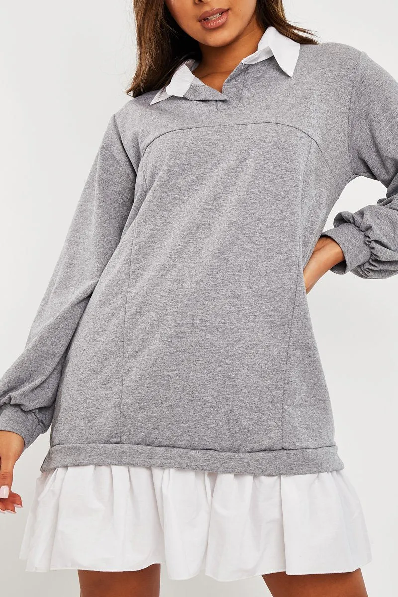 Grey Oversized Jumper Shirt Dress - Islah