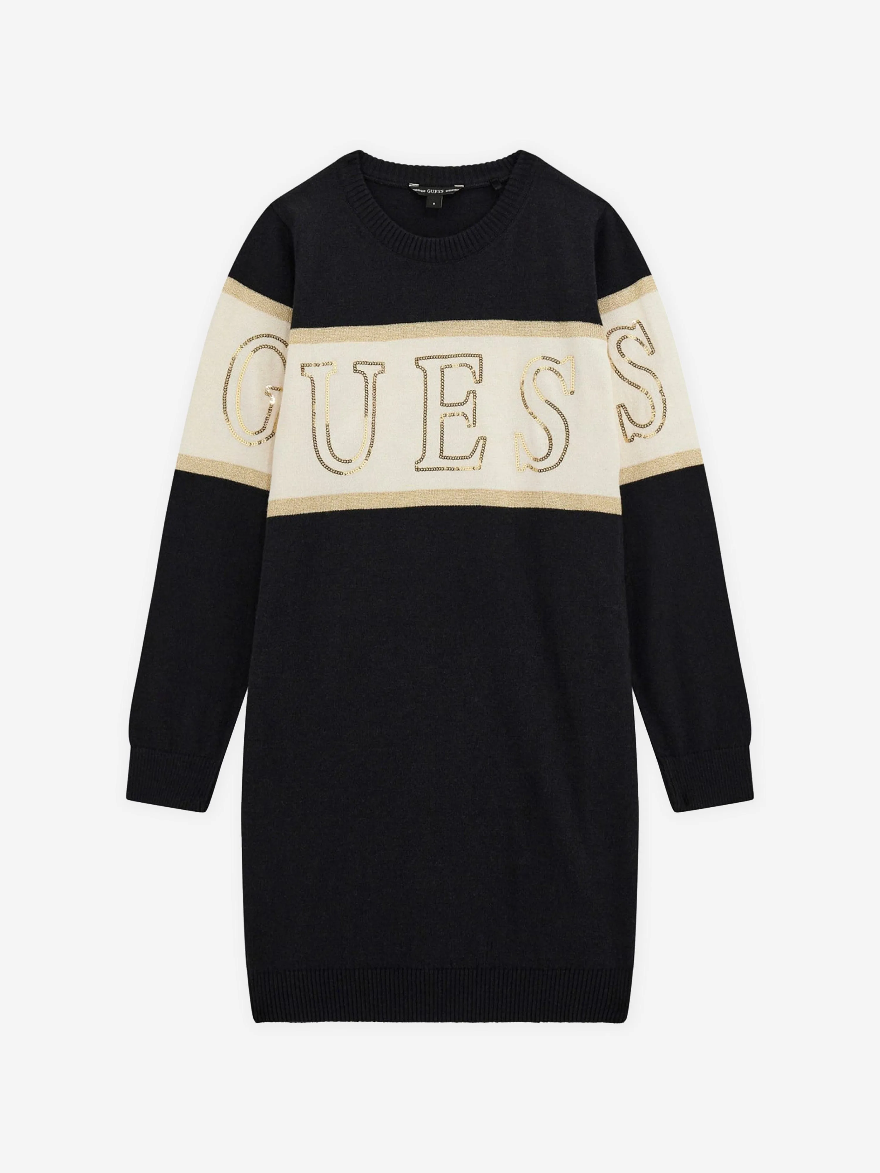 Guess Girls Logo Sweater Dress in Black