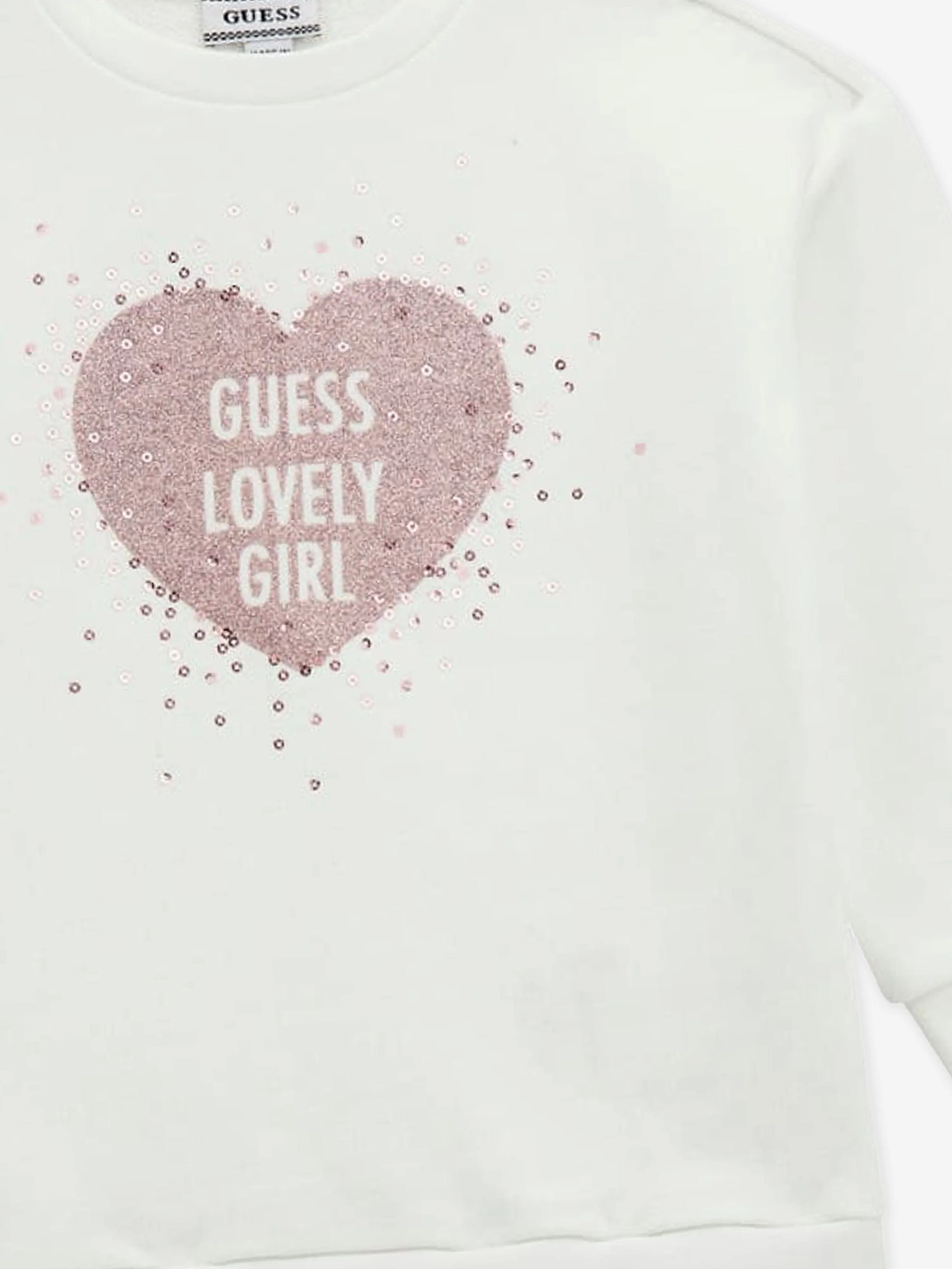 Guess Girls Mixed Fabric Dress in Ivory