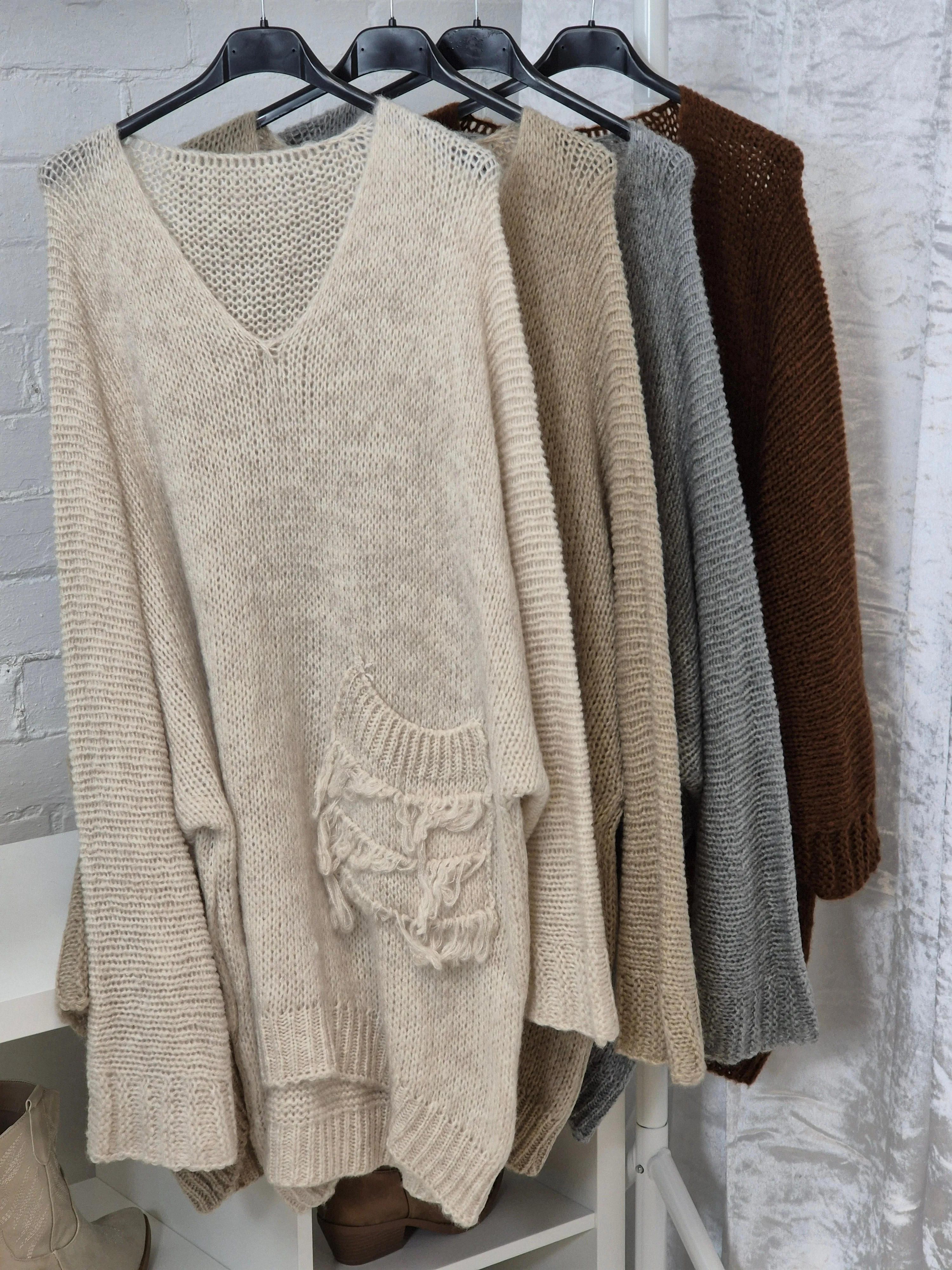 Hampton Slouchy Jumper with Pocket - (choose your Colour)