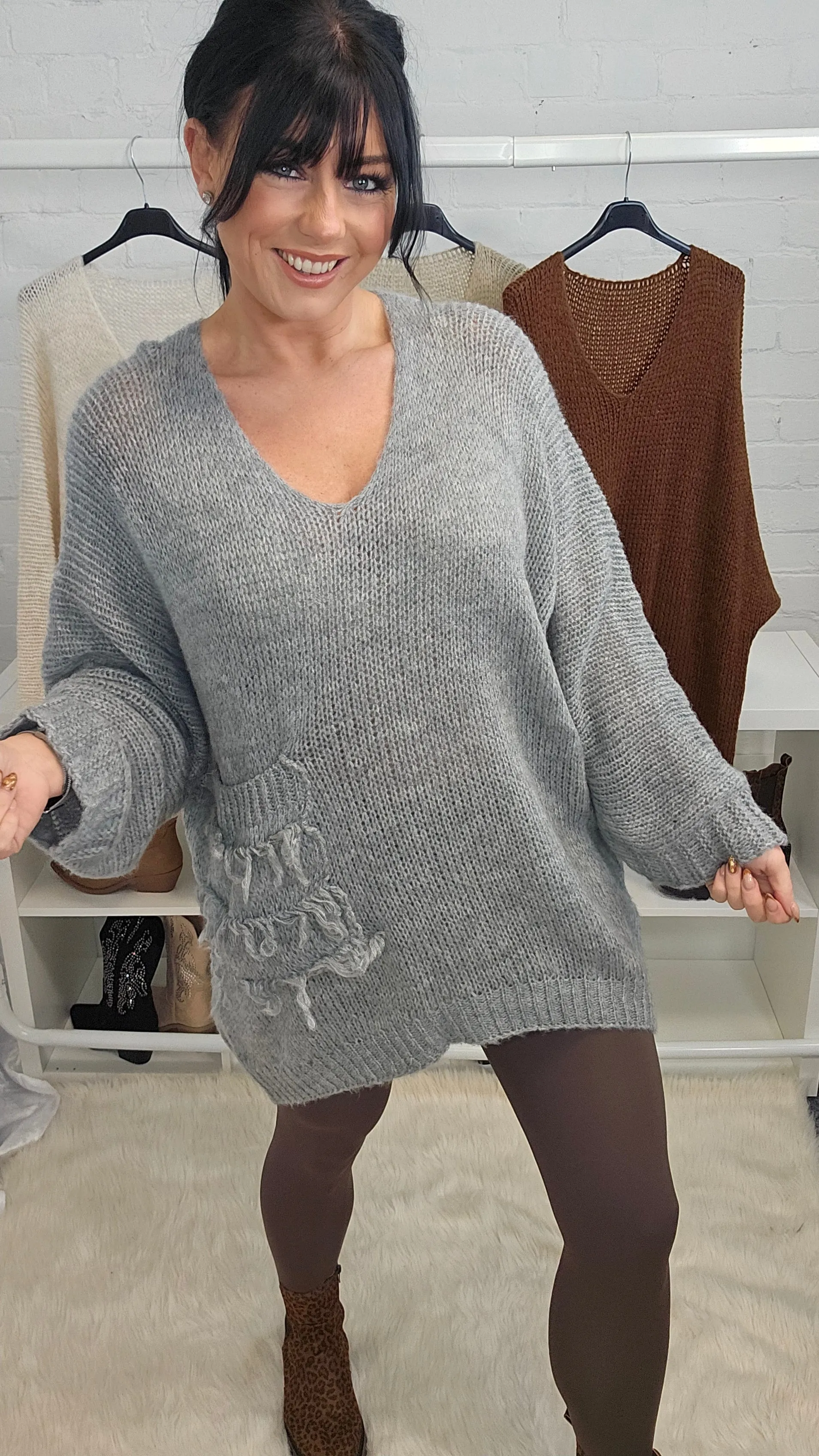 Hampton Slouchy Jumper with Pocket - (choose your Colour)