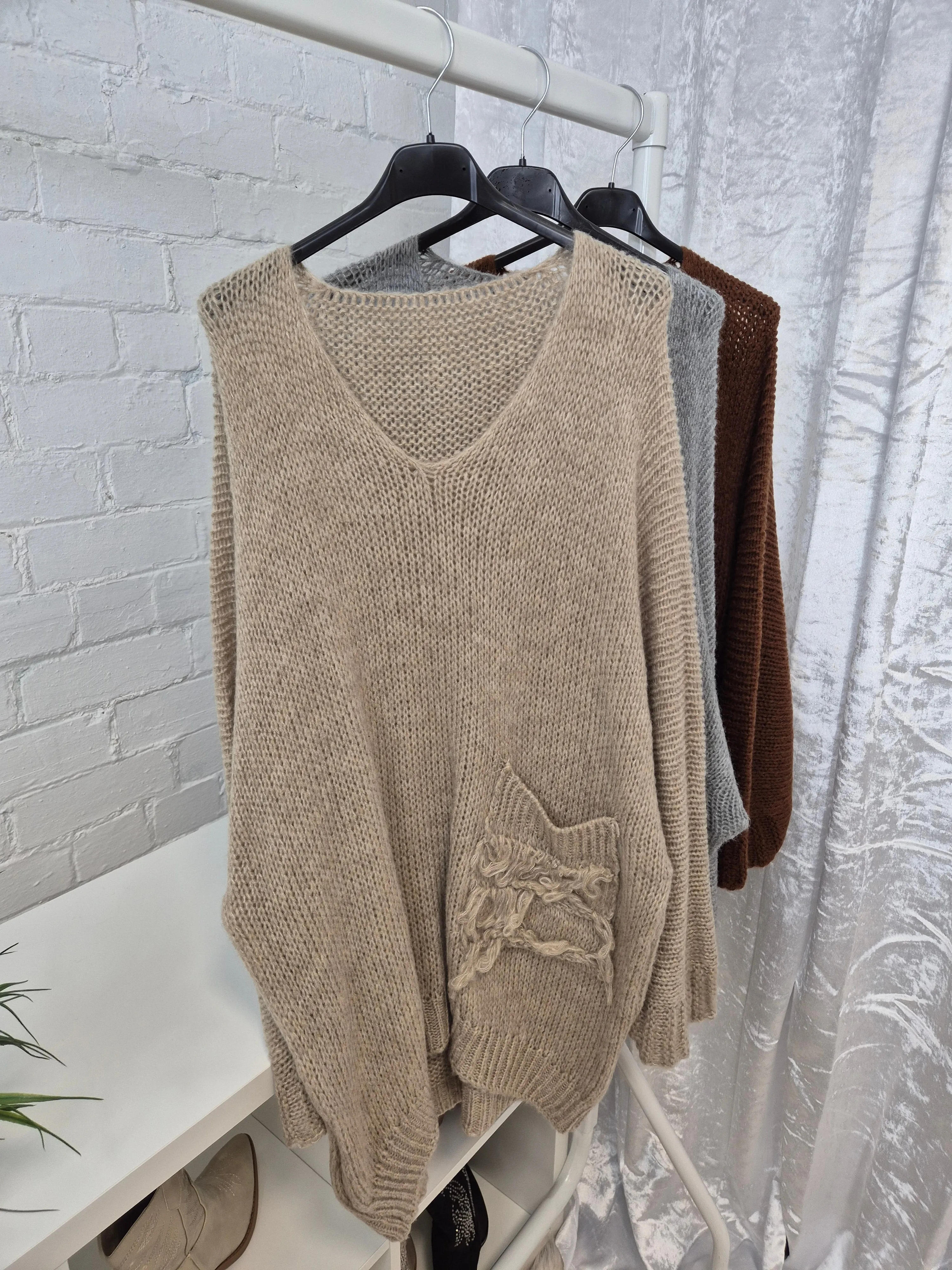 Hampton Slouchy Jumper with Pocket - (choose your Colour)