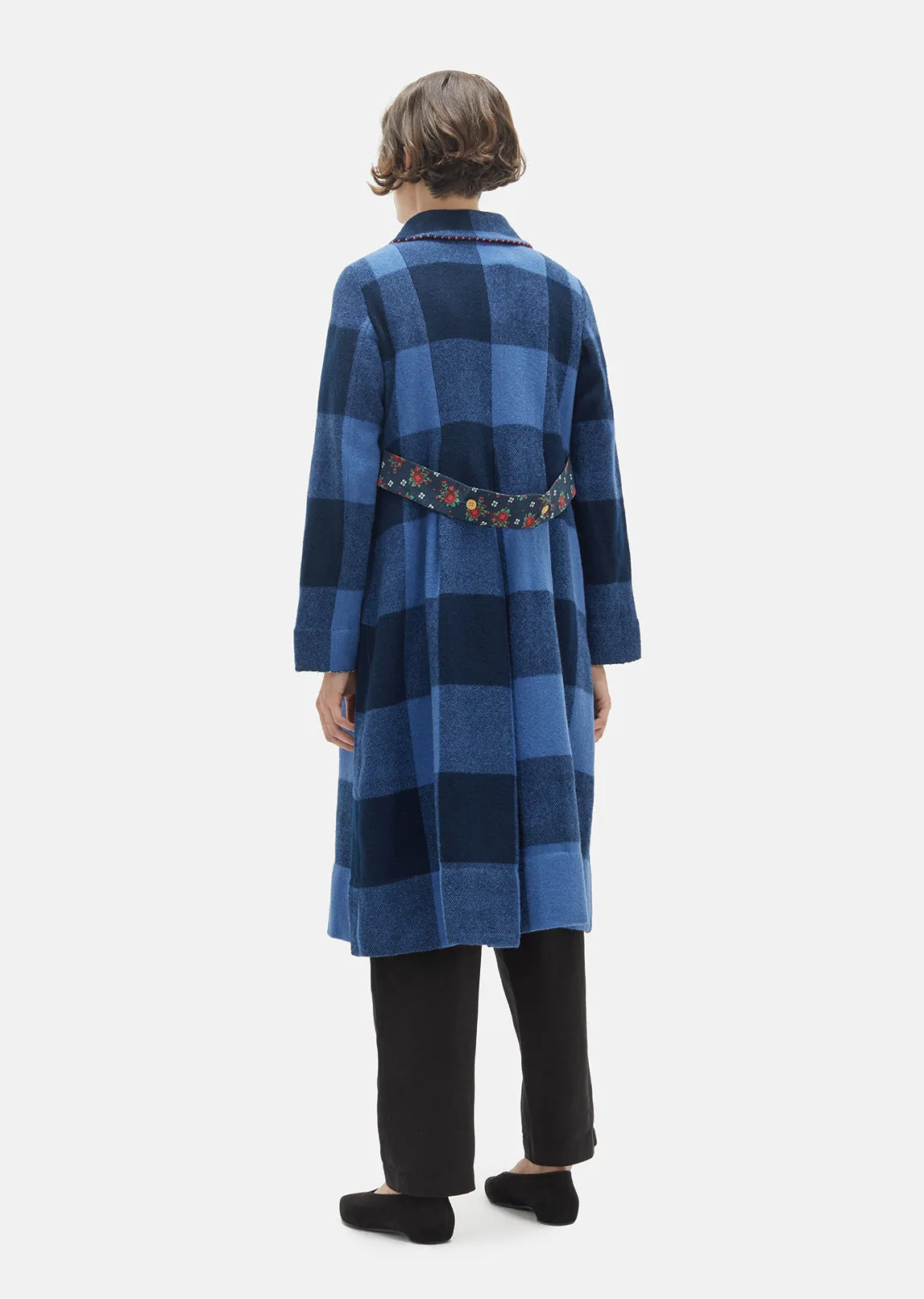 Handwoven Checkered Wool Coat