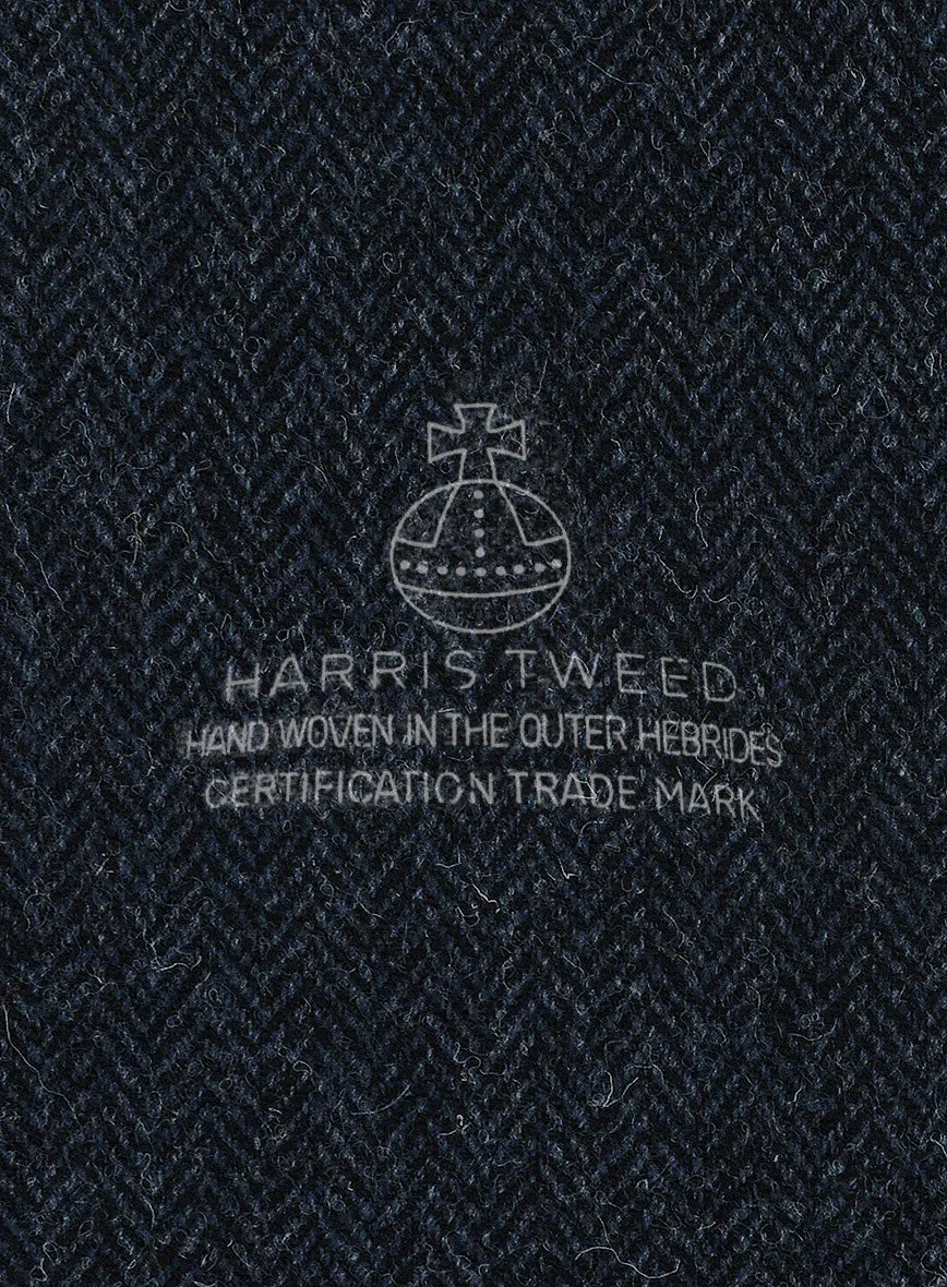 Harris Tweed Dark Blue Herringbone Pea Coat