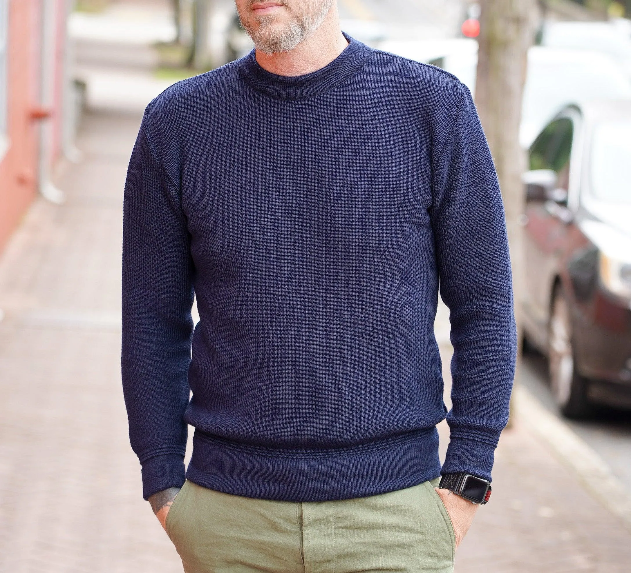 Heimat Textil Merino Rundhal Crewneck - Ink