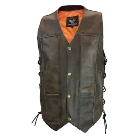 HMM915DB Men's Distressed Brown 10 Pocket Vest