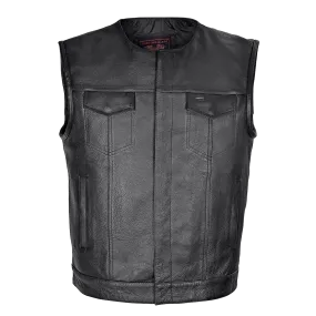 HMM919 Men's Leather Club Vest with Quick Access Gun Pocket