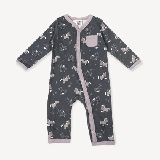 Horse & Bird Classic Button Baby Jumpsuit