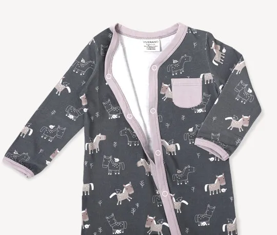 Horse & Bird Classic Button Baby Jumpsuit