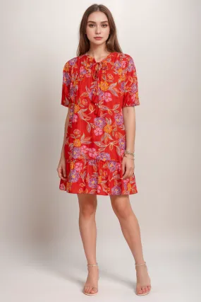 Johnny Was Whimsical Hibiscus Pleated Dress R34024