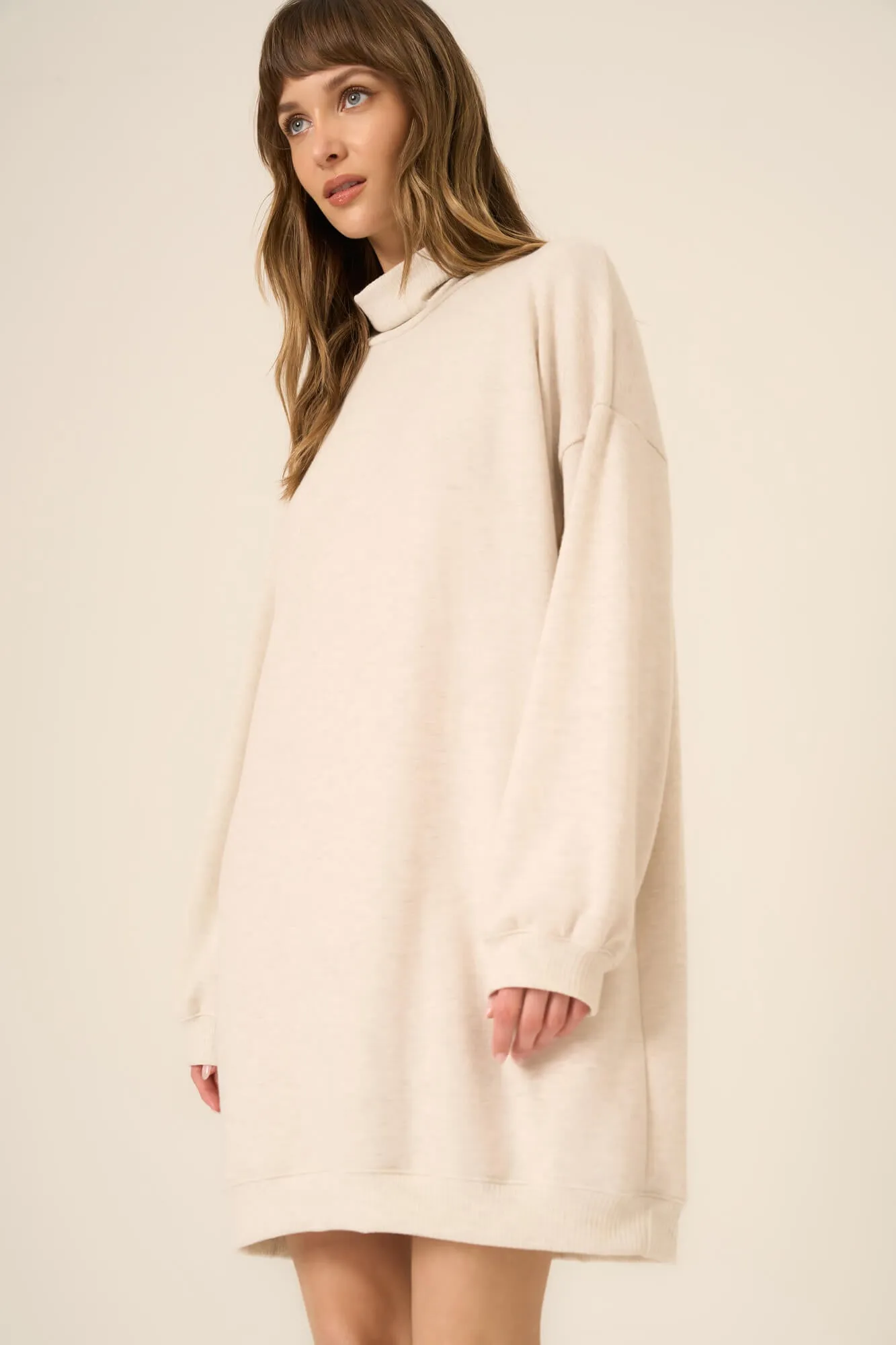 Kai Funnel Neck Cozy Dress - Oatmeal