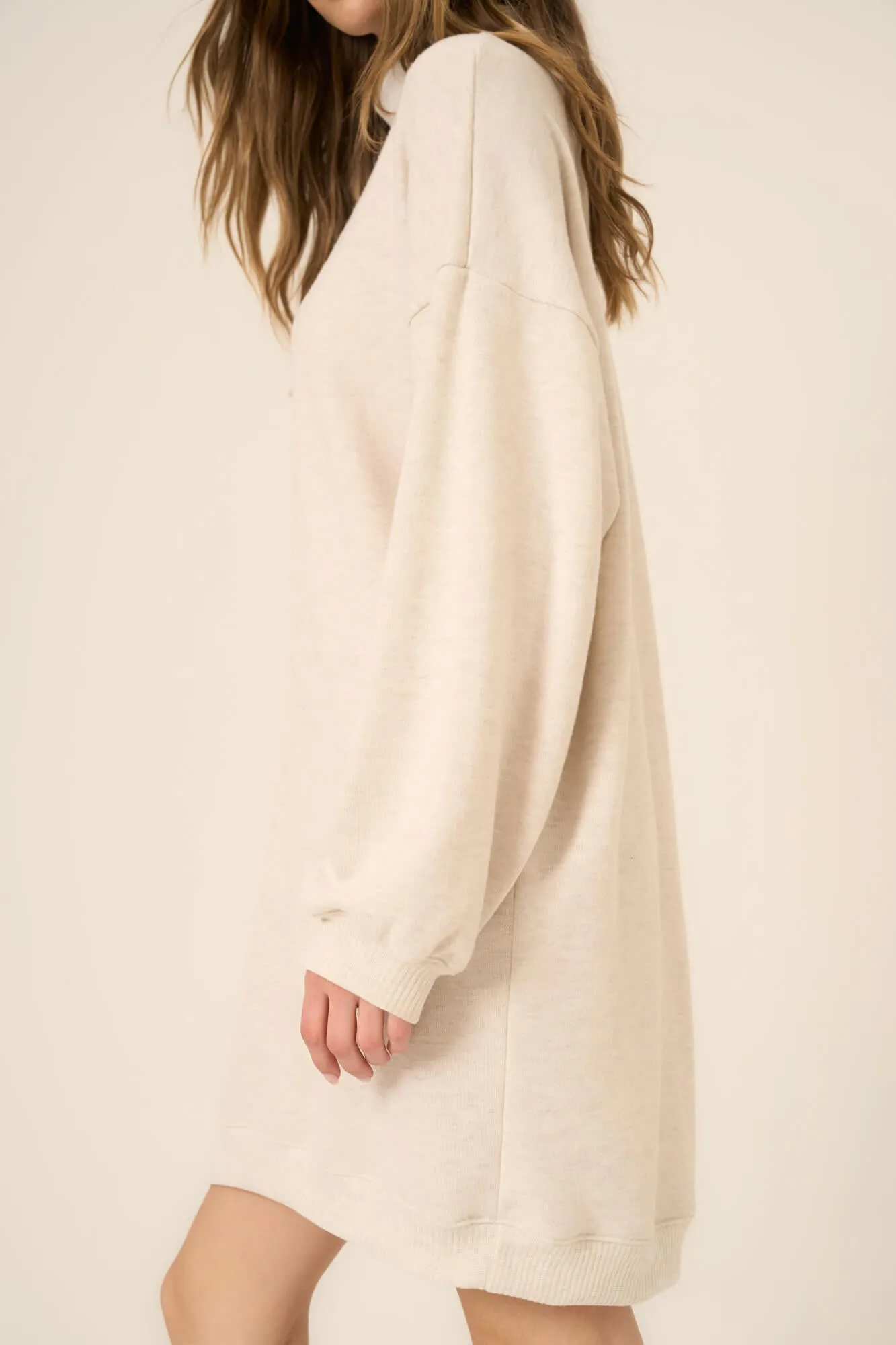 Kai Funnel Neck Cozy Dress - Oatmeal