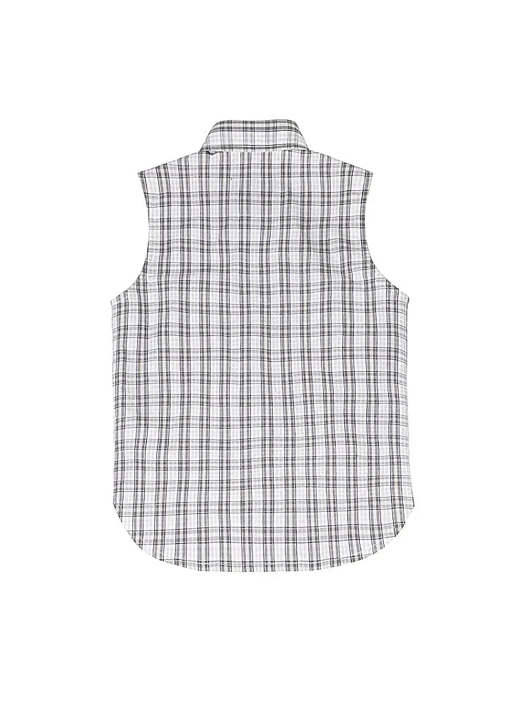 Kid's Western Snap Plaid vest