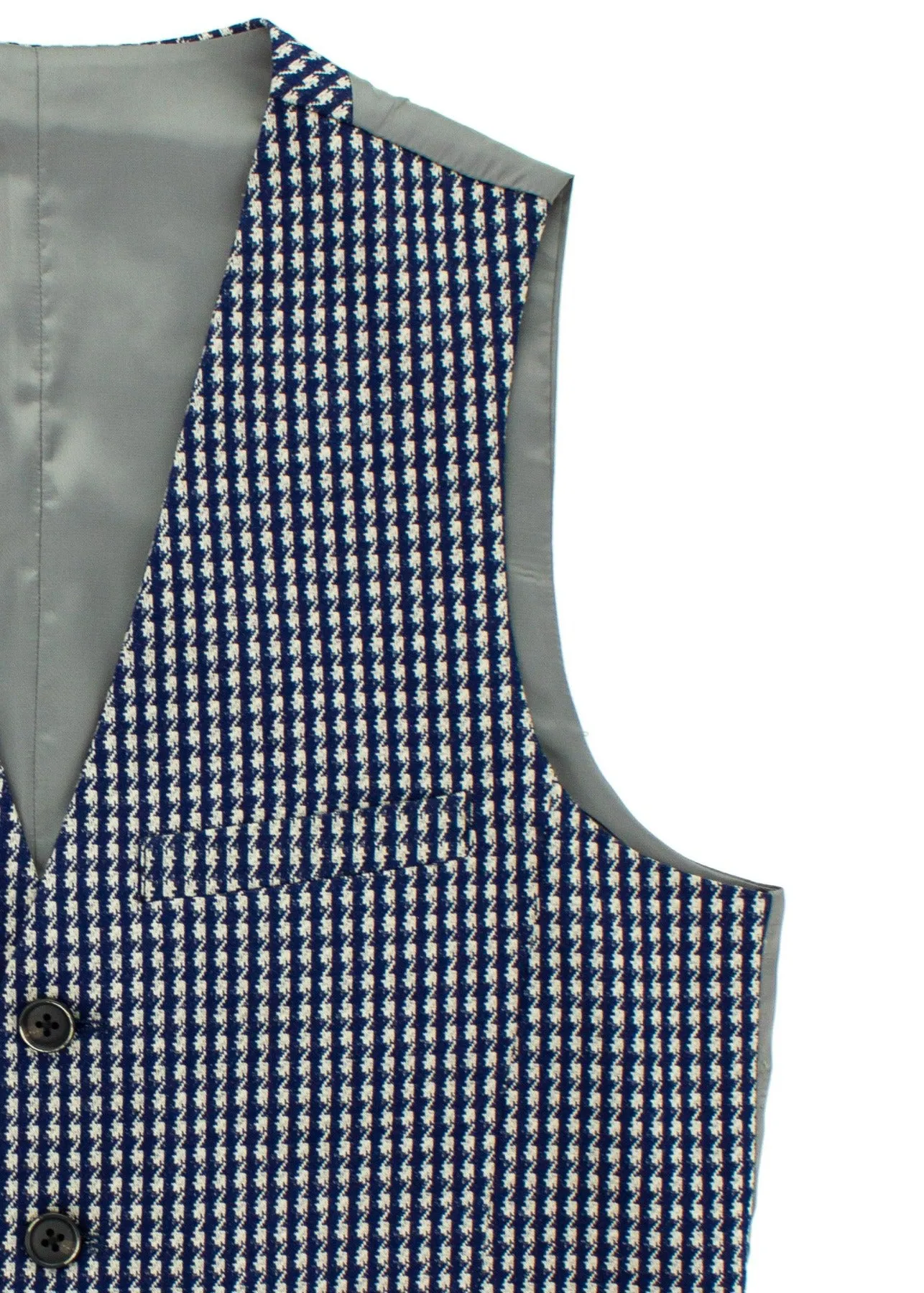 Knitted Navy Houndstooth Waistcoat