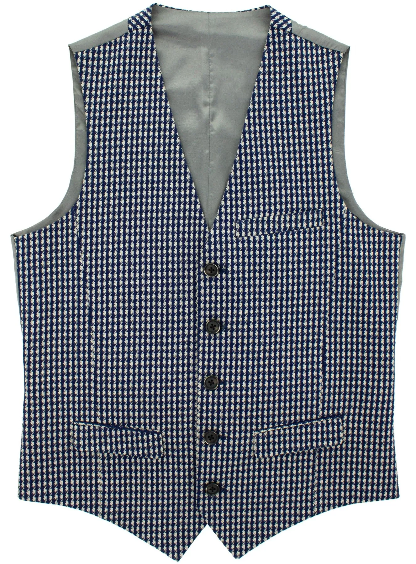 Knitted Navy Houndstooth Waistcoat