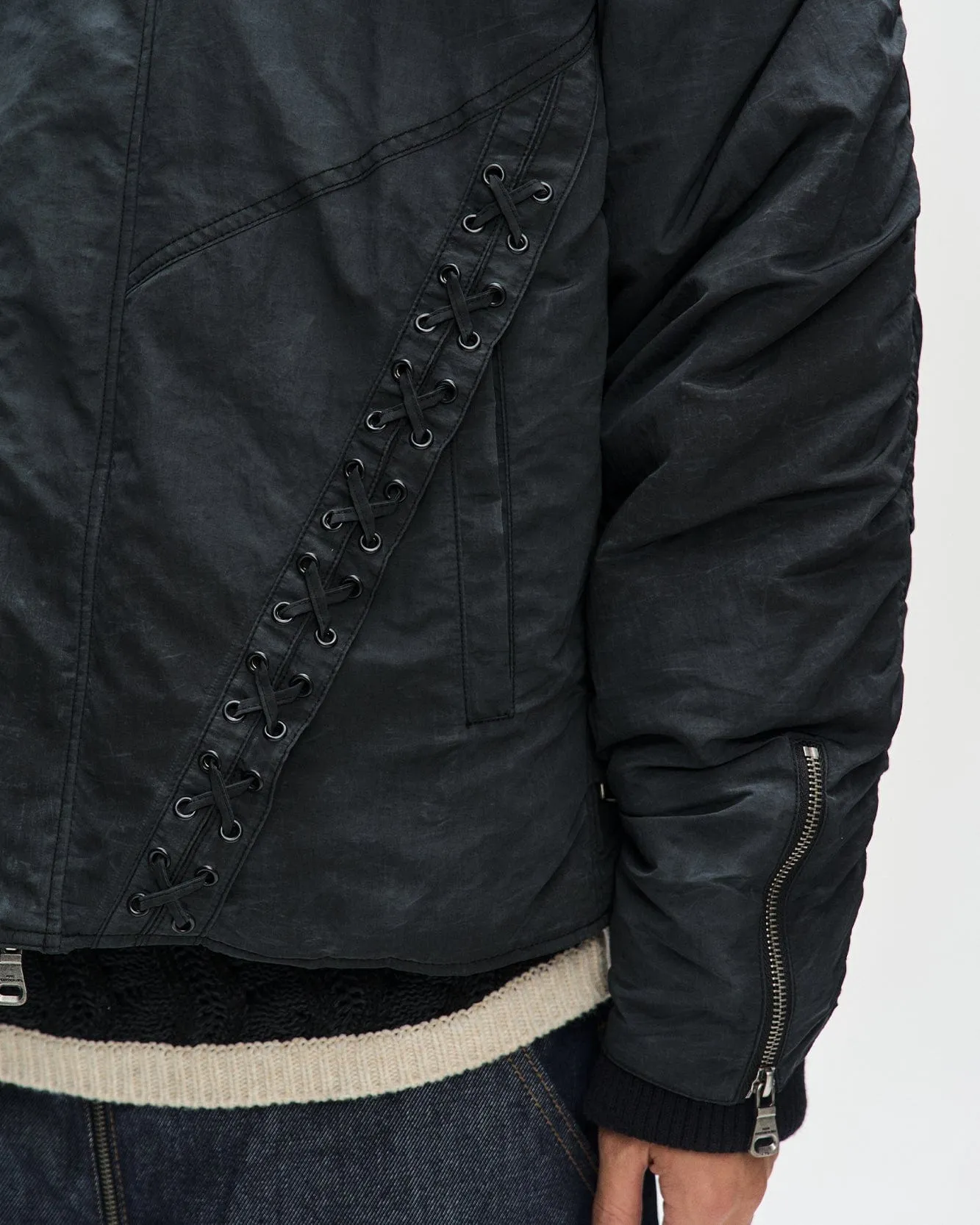 LACE-UP PADDED JUMPER awa623m(ASPHALT)