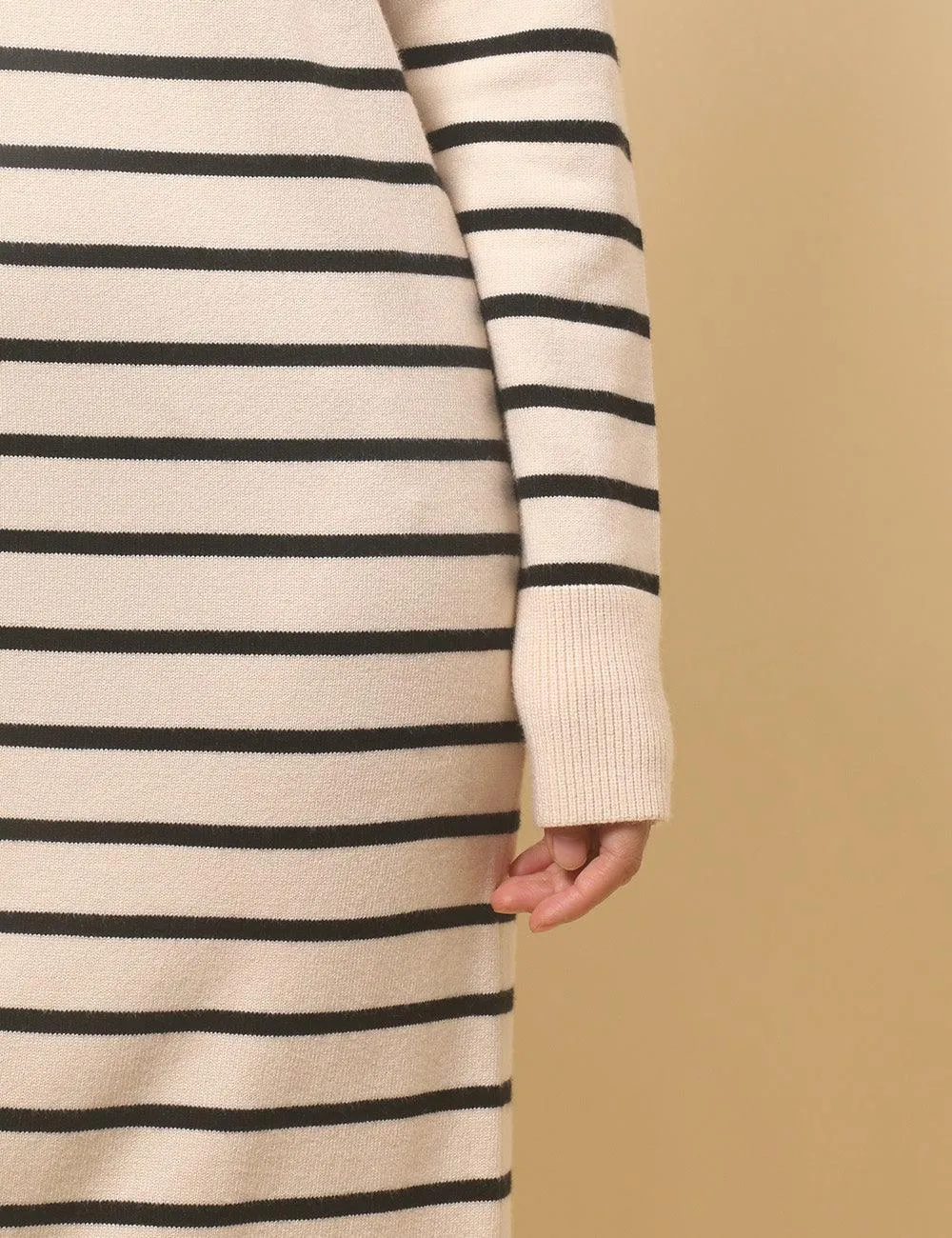 Ladies Color Block Stripe Sweater Midi Dress SKD4850