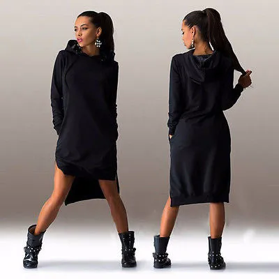 Ladies high low sweater fashion hoodie dress