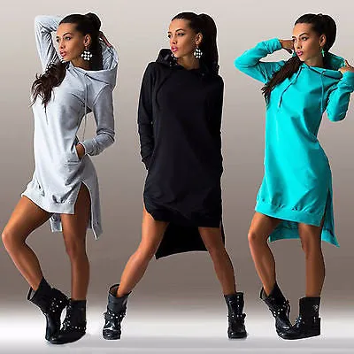 Ladies high low sweater fashion hoodie dress