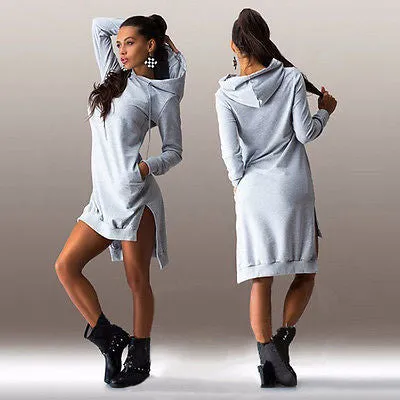 Ladies high low sweater fashion hoodie dress