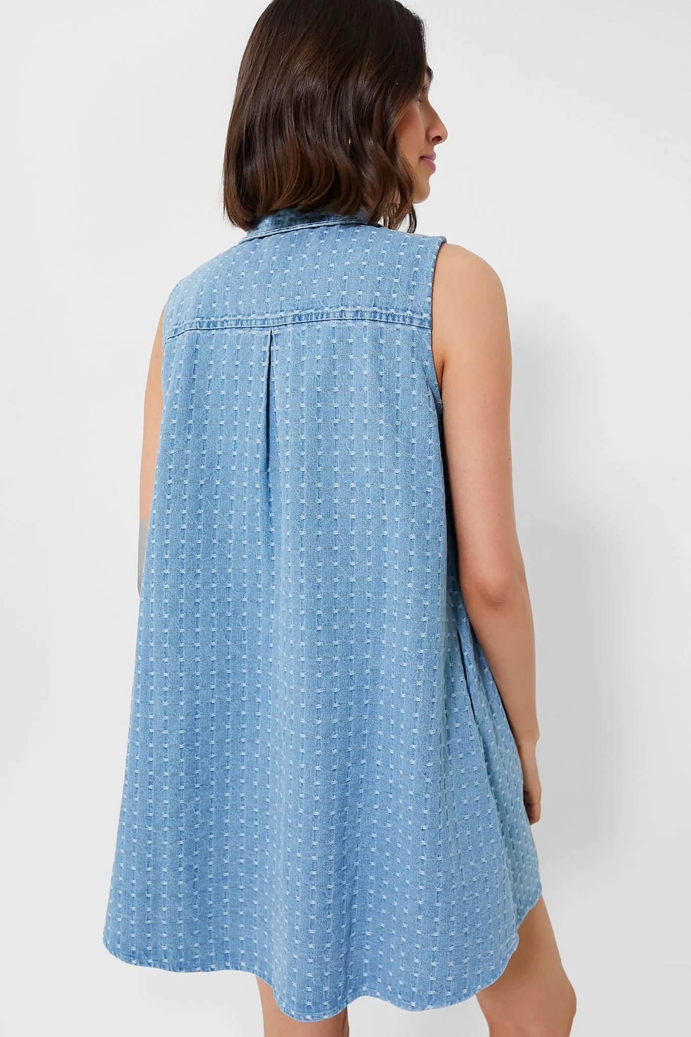 Light Wash Denim Dot Sleeveless Charlie Dress