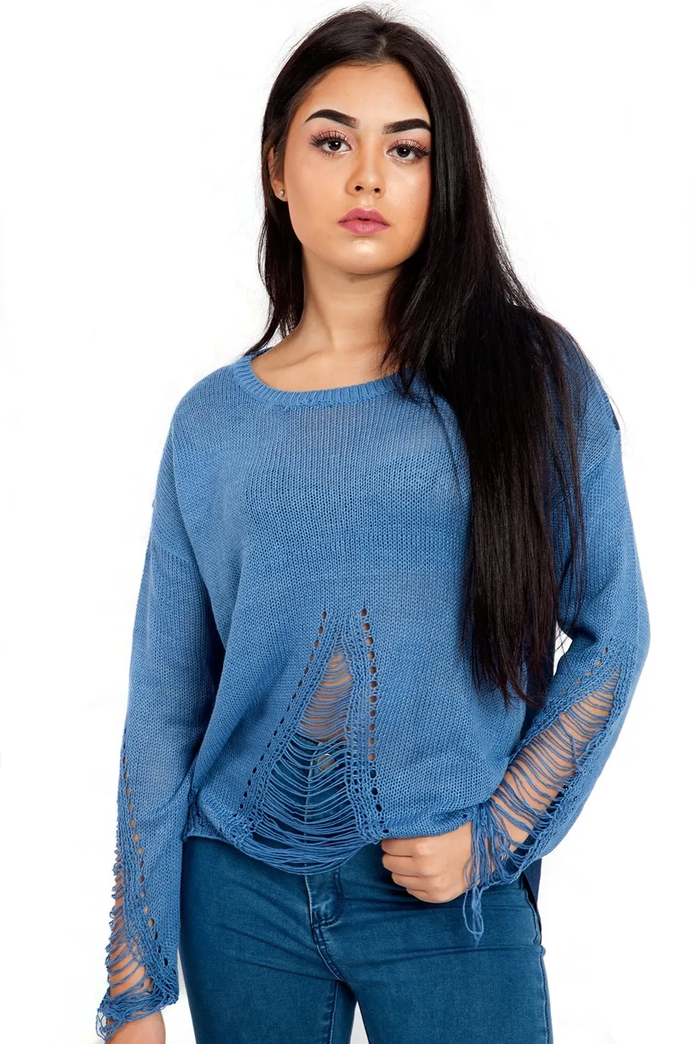 Lightweight Knitted Rip Detail Jumper